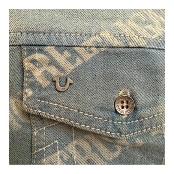 NWT True Religion Logo Print Denim Shirt Dress Size L - Picture 3 of 4